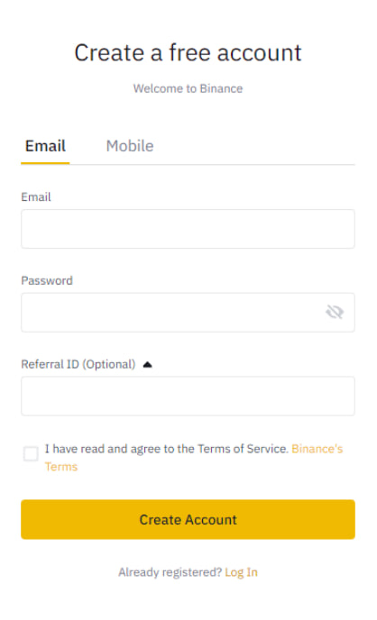 create-account Vodič za Trgovanje na Binance Futures