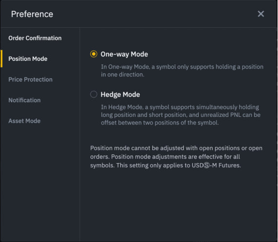 one-way Vodič za Trgovanje na Binance Futures